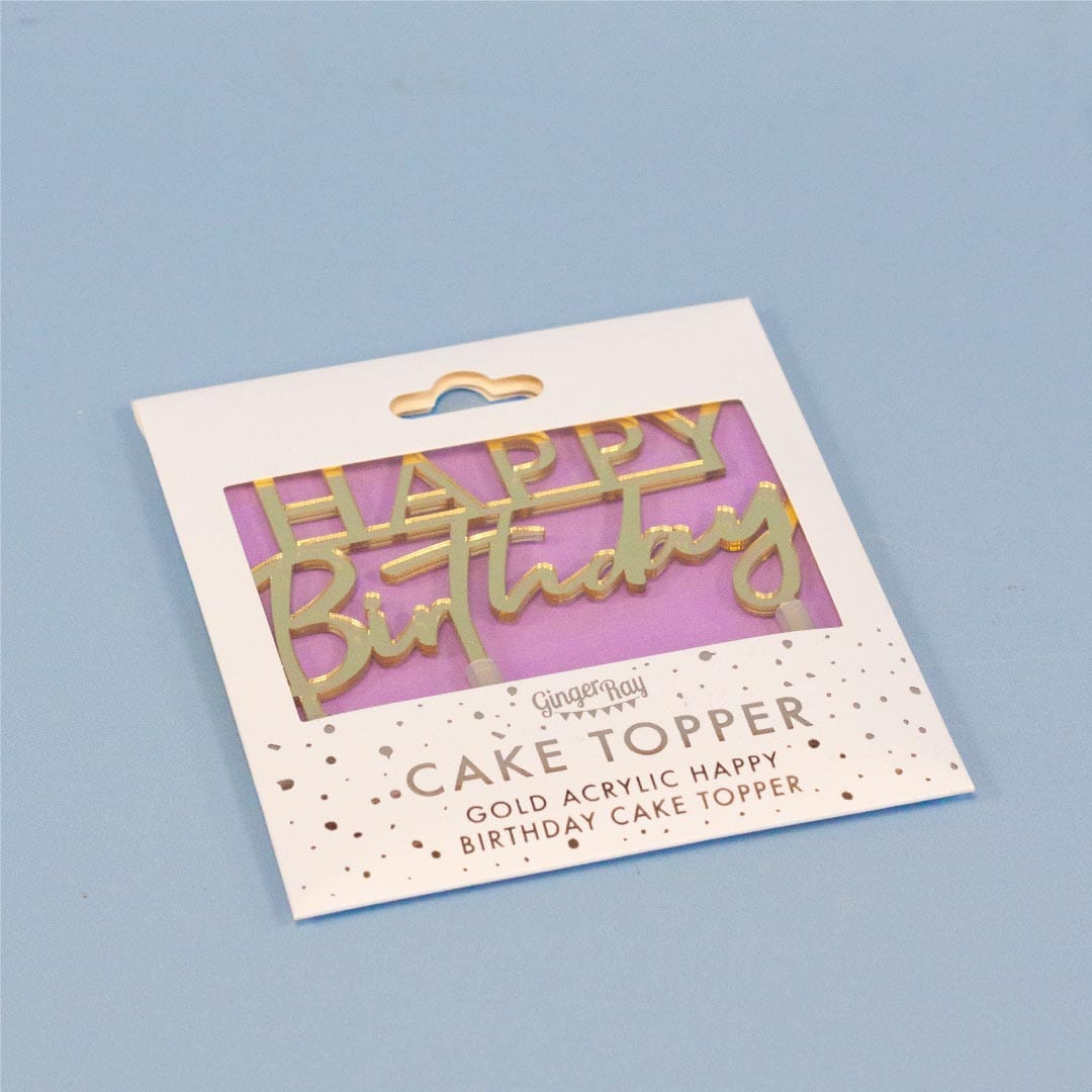 Happy Birthday Gold Cake Topper