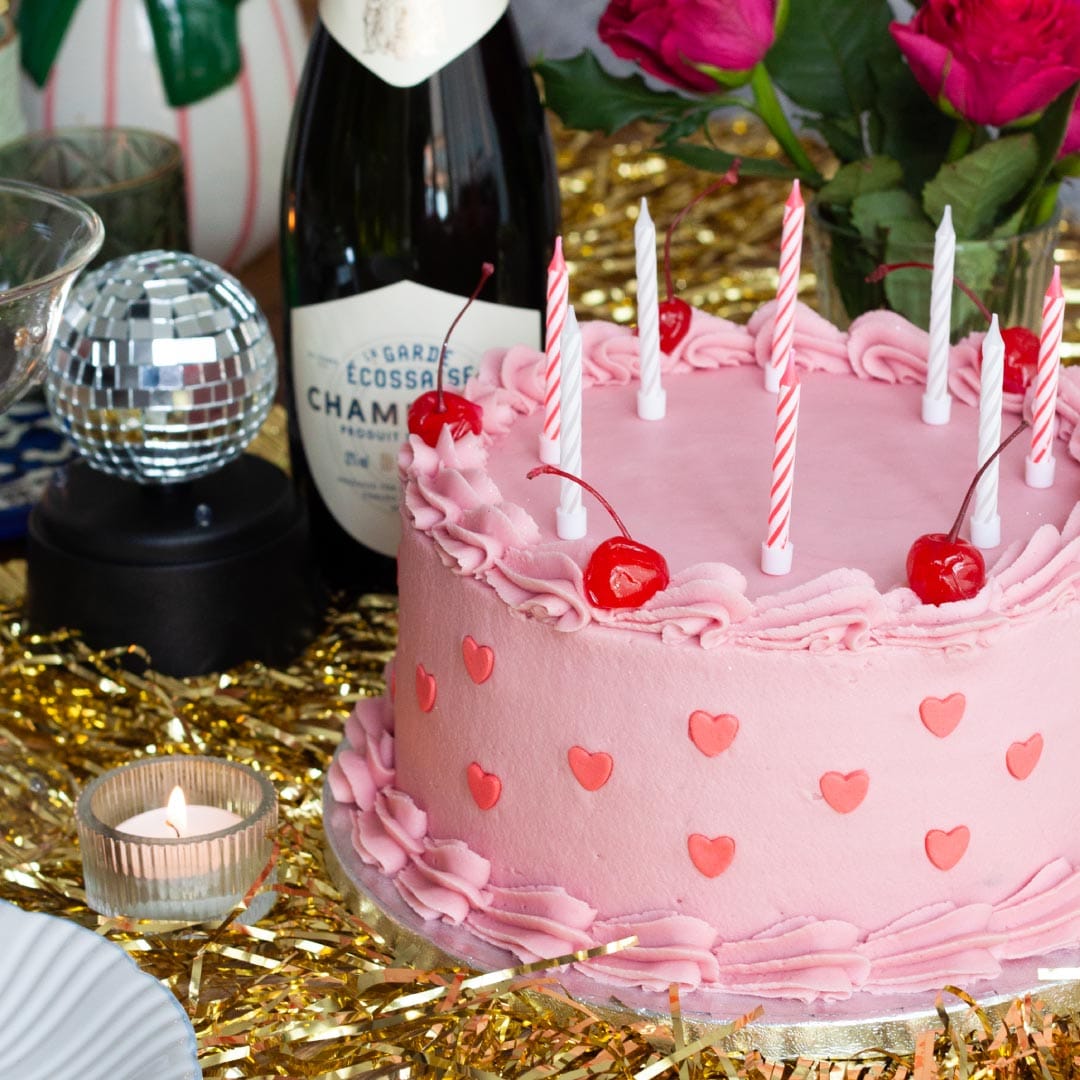 Alternative view of Pink Love Cake with Cherries